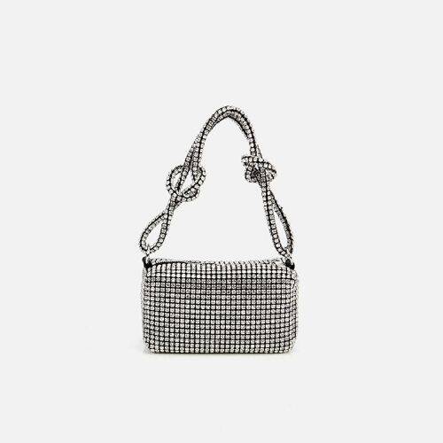 Women's Black Embellished Clutch Evening Bag - 5