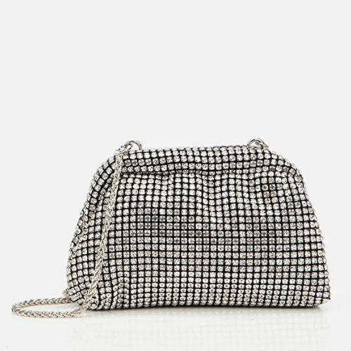 Women's Black Embellished Clutch Evening Bag - 1