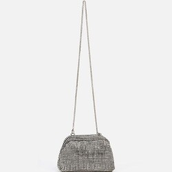 Women's Black Embellished Clutch Evening Bag - 2