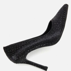 Women's Black Stone Embellished High Heel Stiletto - 6
