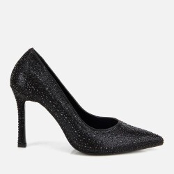 Women's Black Stone Embellished High Heel Stiletto - Vip Shoes
