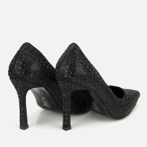 Women's Black Stone Embellished High Heel Stiletto - 4