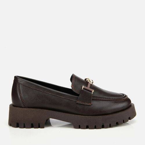 Women's Brown Chunky Sole Classic Loafer - 1