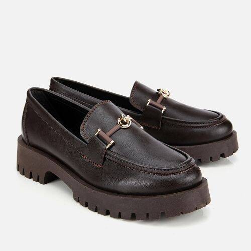 Women's Brown Chunky Sole Classic Loafer - 2