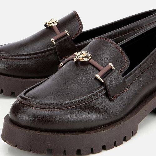 Women's Brown Chunky Sole Classic Loafer - 3