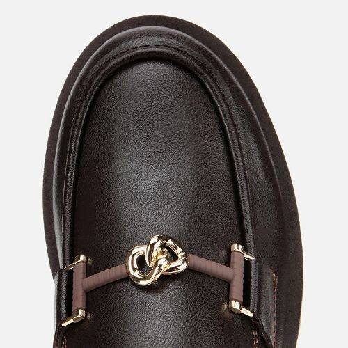 Women's Brown Chunky Sole Classic Loafer - 5