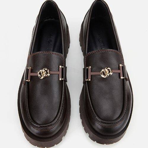 Women's Brown Chunky Sole Classic Loafer - 6