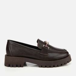 Women's Brown Chunky Sole Classic Loafer - Vip Shoes