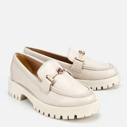 Women's Ecru Chunky Sole Classic Loafer - 2