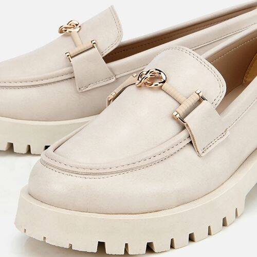 Women's Ecru Chunky Sole Classic Loafer - 3