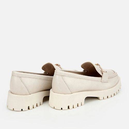 Women's Ecru Chunky Sole Classic Loafer - 4