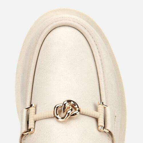 Women's Ecru Chunky Sole Classic Loafer - 5