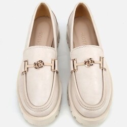 Women's Ecru Chunky Sole Classic Loafer - 6