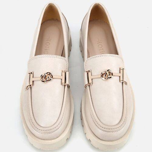 Women's Ecru Chunky Sole Classic Loafer - 6