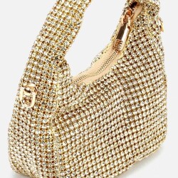 Women's Gold Embellished Clutch Evening Bag - 3