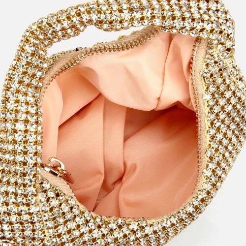 Women's Gold Embellished Clutch Evening Bag - 4