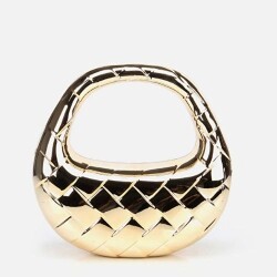 Women's Gold Metallic Textured Clutch Evening Bag - Luxury Bag