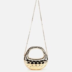 Women's Gold Metallic Textured Clutch Evening Bag - 2