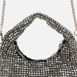 Women's Grey Embellished Clutch Evening Bag - 3