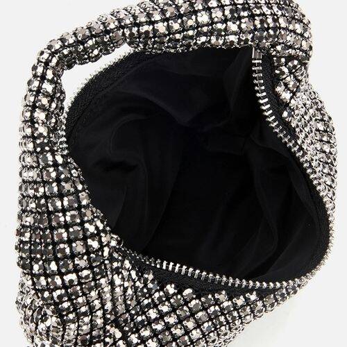 Women's Grey Embellished Clutch Evening Bag - 5