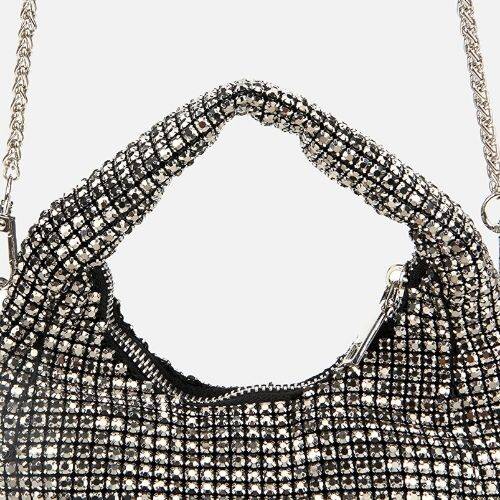 Women's Grey Embellished Clutch Evening Bag - 3