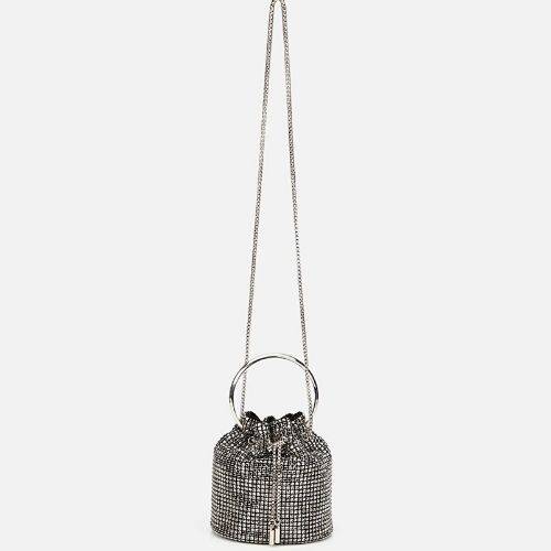 Women's Grey Embellished Clutch Evening Bag - 3