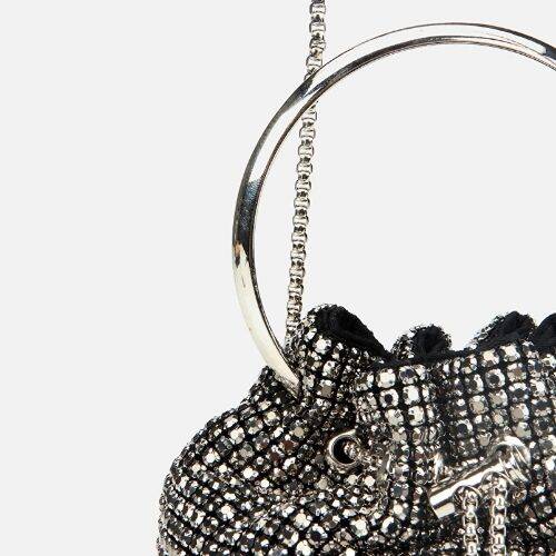 Women's Grey Embellished Clutch Evening Bag - 4