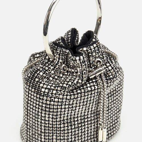 Women's Grey Embellished Clutch Evening Bag - 2