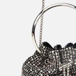 Women's Grey Embellished Clutch Evening Bag - 4