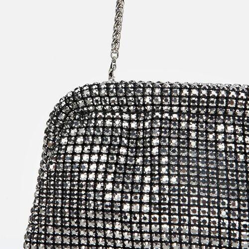 Women's Grey Embellished Clutch Evening Bag - 3