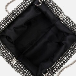 Women's Grey Embellished Clutch Evening Bag - 5