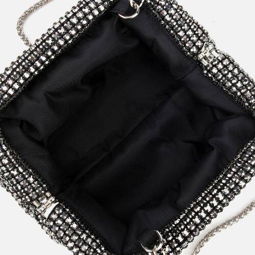 Women's Grey Embellished Clutch Evening Bag - 5