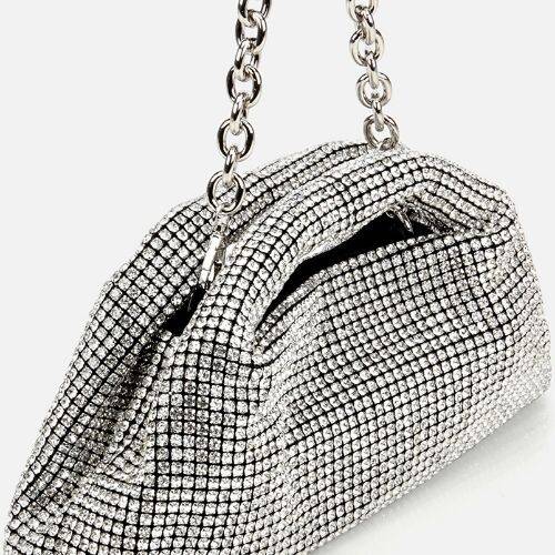 Women's Lame Embellished Clutch Evening Bag - 4