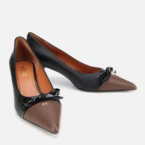 Women's Leather Black Bow Detail Thin Heel Stiletto - 2