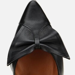 Women's Leather Black Bow Detail Thin Heel Stiletto - 4