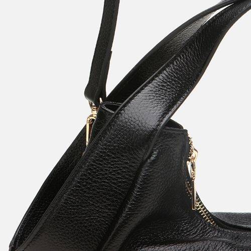 Women's Leather Black Crossbody Bag - 3