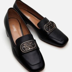 Women's Leather Black Loafer - 3