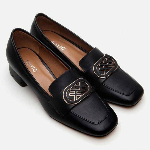 Women's Leather Black Loafer - 2