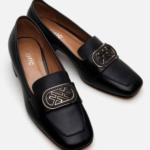 Women's Leather Black Loafer - 3