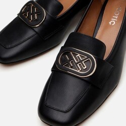Women's Leather Black Loafer - 4