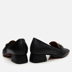 Women's Leather Black Loafer - 5