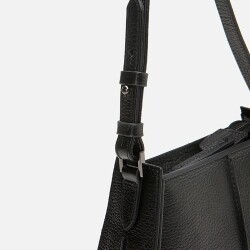 Women's Leather Black Mini Bag with Adjustable Strap - 4