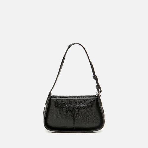 Women's Leather Black Mini Bag with Adjustable Strap - 6