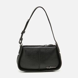 Women's Leather Black Mini Bag with Adjustable Strap - Vip Bags