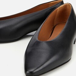 Women's Leather Black Soft Textured Ballet Flats - 3