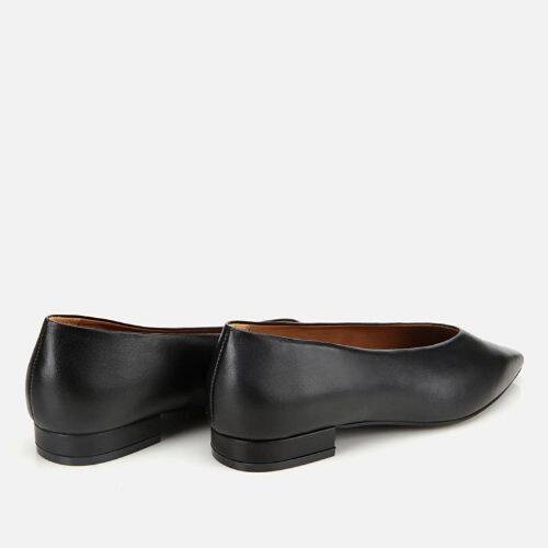 Women's Leather Black Soft Textured Ballet Flats - 4