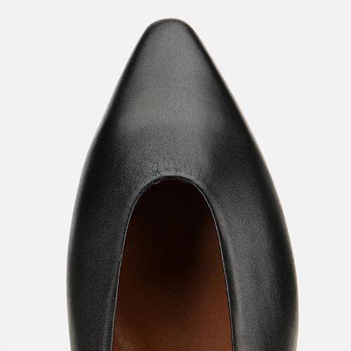Women's Leather Black Soft Textured Ballet Flats - 5