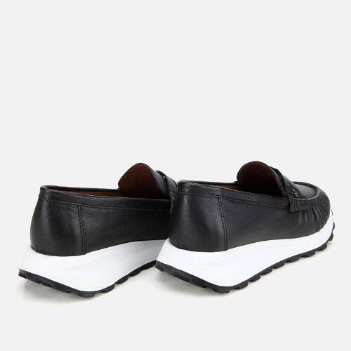 Women's Leather Black Soft Textured Casual Loafers - 4