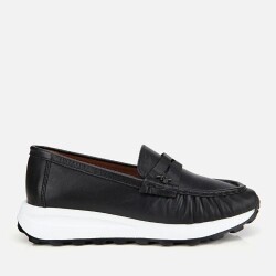 Women's Leather Black Soft Textured Casual Loafers - Vip Shoes
