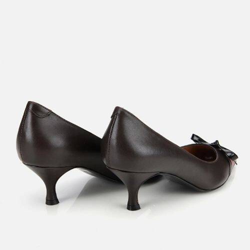 Women's Leather Burgundy Bow Detail Thin Heel Stiletto - 4